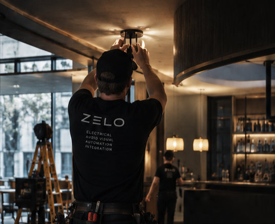 Zelo technician at work in a Melbourne venue