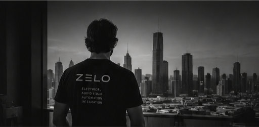 Zelo technician overlooking Melbourne skyline
